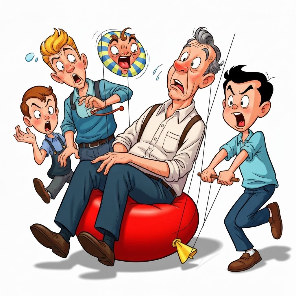 Whoopee cushion prank illustration